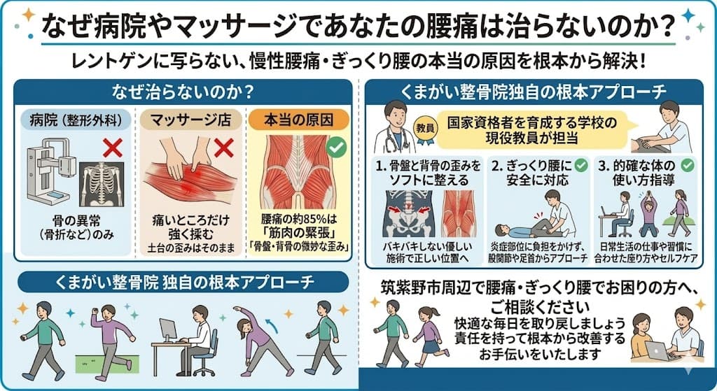 マッサージでは腰痛は治りません